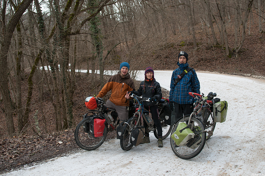 Crimea winter bicycle travel