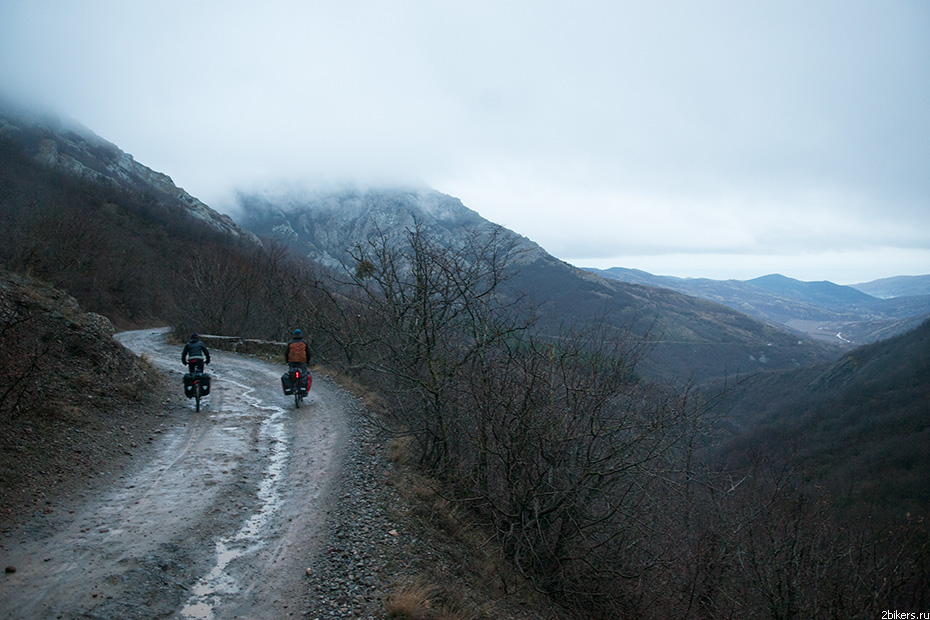 Crimea winter bicycle travel
